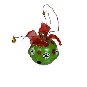 Vintage Metal Jingle Bell Christmas Ornament 3” Whimsical Musical Interactive
